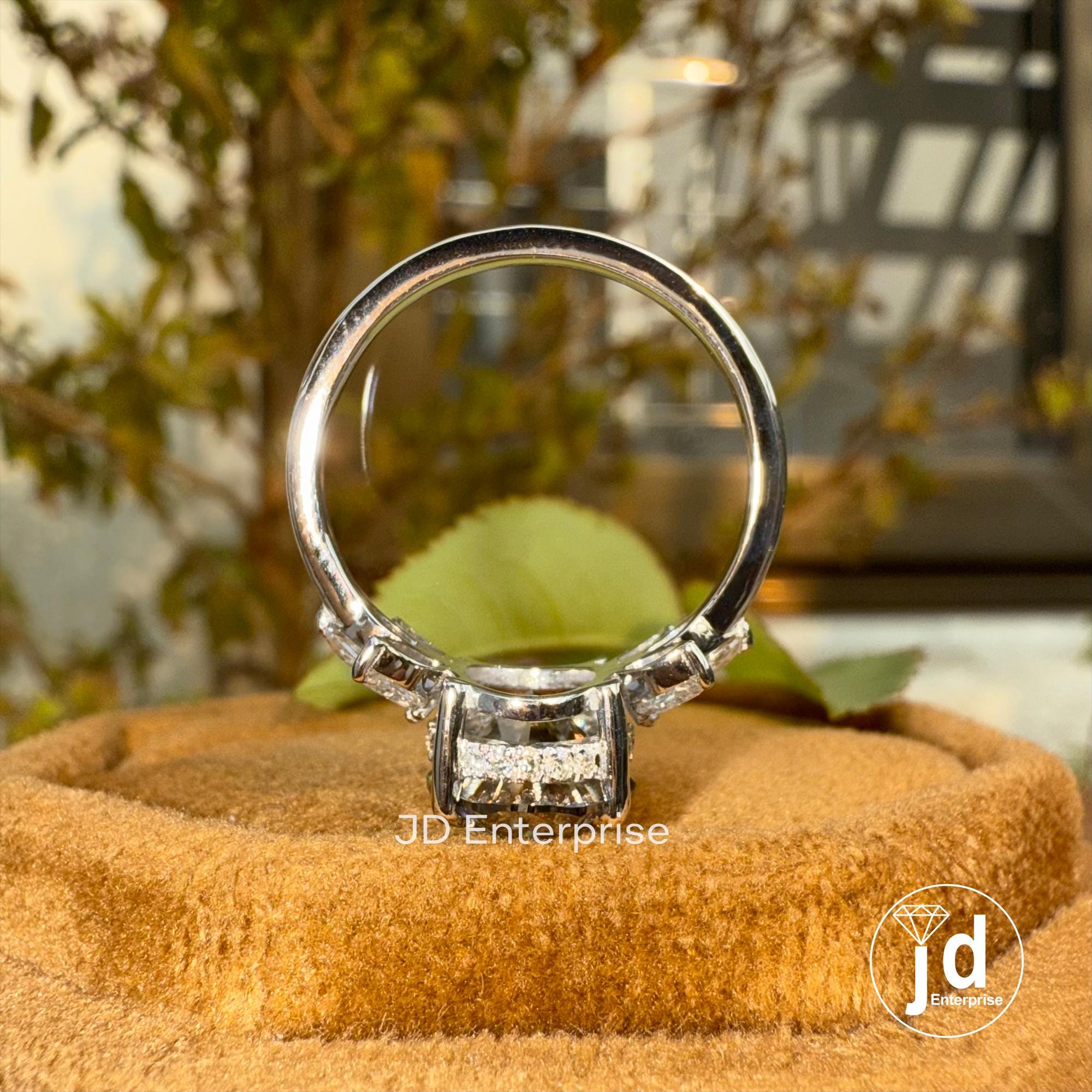 3.00 CT Oval Cut Grey Moissanite Engagement Ring, Cluster Hidden Halo Wedding Ring, Vintage Bridal Ring, Promise Ring, Anniversary Gift