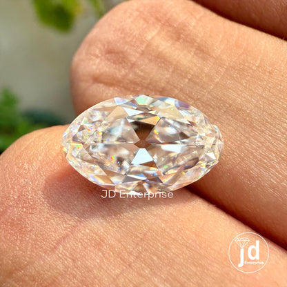 3.40 CT Colorless Old Mine Moval Cut Loose Moissanite for Vintage Jewelry, VVS Clarity Solitaire Moissanite for Engagement or Wedding Ring