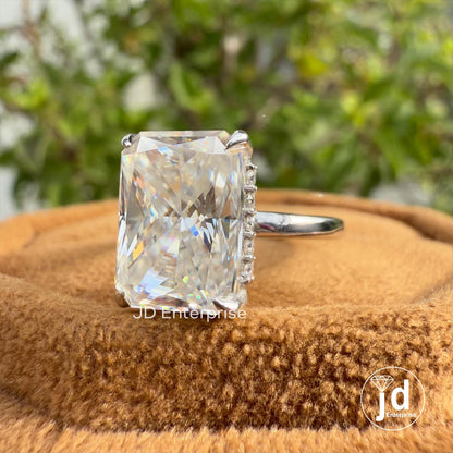 4.0 CT Radiant Cut Moissanite Hidden Halo Engagement Ring, Solitaire Wedding Ring, Proposal Ring, Anniversary Gifts, Promise Ring, Bridal