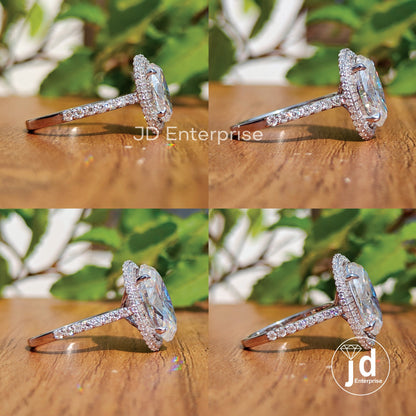Vintage Halo Oval Cut Moissanite Engagement Ring, Pave Set Wedding Ring, Crushed Ice Anniversary Ring for Gift, Bridal Ring, Propose Ring