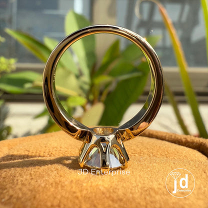 Signature 2.00CT Round Brown Moissanite Ring, Solitaire Engagement Ring, Wide Band Wedding Ring, Anniversary Gift for Women, Gift for Mother