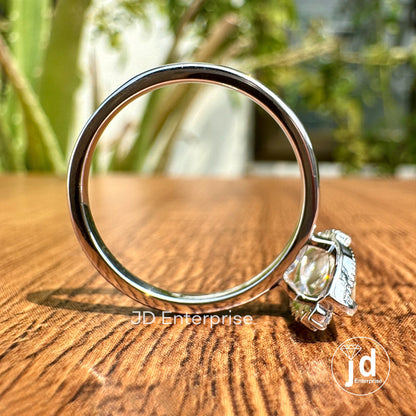 Stunning 1.00 CT Marquise Rose Cut Moissanite Engagement Ring, Half Halo Wedding Ring, Milgrain Ring, Anniversary Ring, Promise Ring