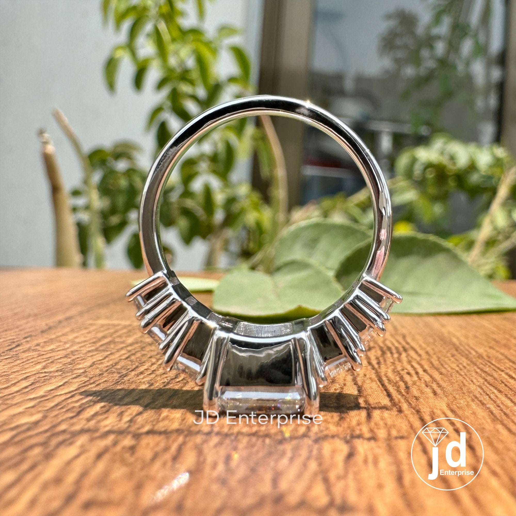 5.00 TCW Colorless Emerald Cut Moissanite Engagement Ring, Sevan Stone Wedding Ring, Anniversary Gifts Ring, Promise Ring, Cocktail Ring