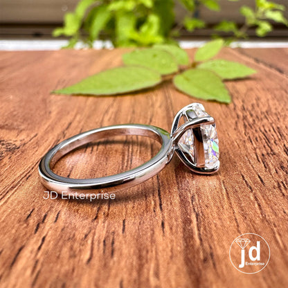 3.00 CT Cushion Cut Moissanite Engagement Ring, 10k/14k/18k Gold Solitaire Ring, Clow Prong Wedding Ring, 9x8mm Cushion Cut Anniversary Ring