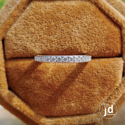 Stunning 2.00 MM Round Cut Moissanite Wedding Band in Channel Set, Full Eternity Moissanite Wedding Band, Stacking Band, Bridal Ring Set