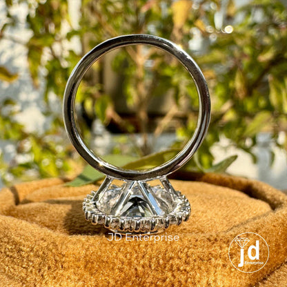 2.50 CT Cushion Cut Grey Moissanite Engagement Ring, Milgrain Bezel Set Ring, Halo Moissanite Wedding Ring, Bridal Ring, Anniversary Ring
