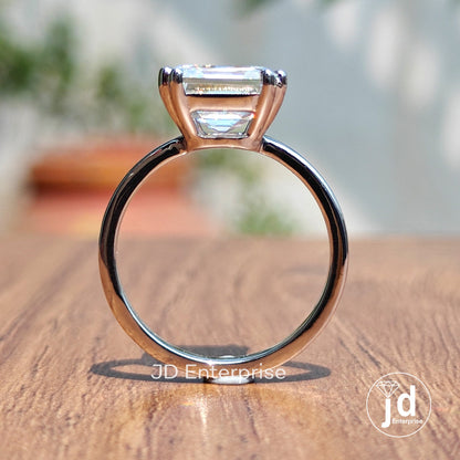 4.50 CT Asscher Cut Moissanite Engagement Ring, Double Claw Prong Solitaire Wedding Ring for Her, Anniversary Gifts, Handmade Ring