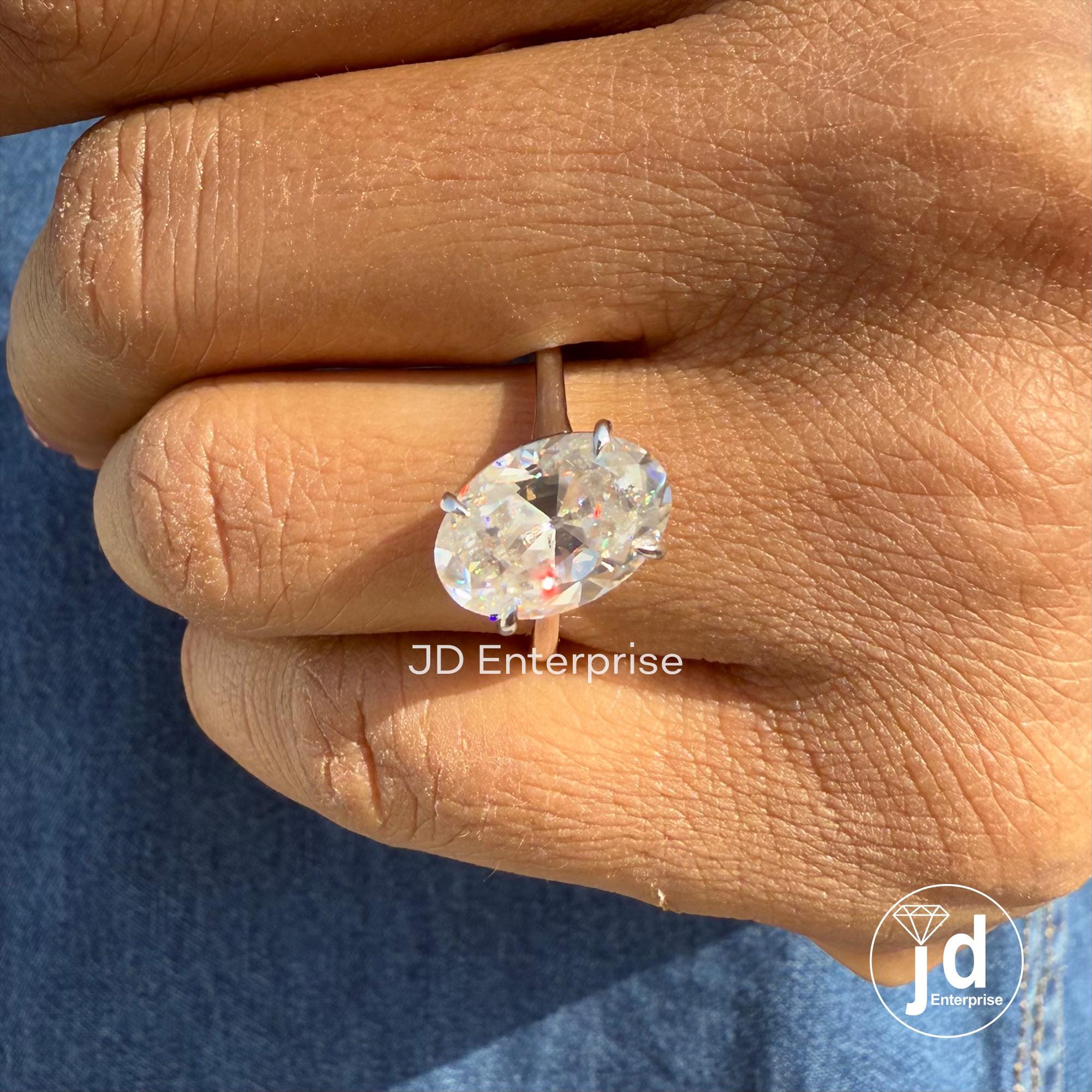 Vintage 4.00 CT Old Mine Oval Cut Moissanite Engagement Ring, Solitaire Wedding, Ring, Claw Prongs Set, Bridal Ring, Anniversary Gifts Ring