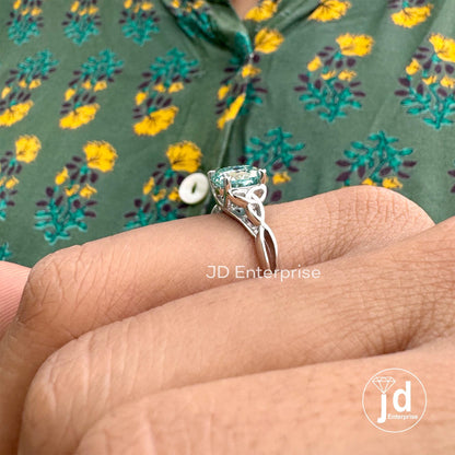 1.50 CT Portuguese Cut Cyan Blue Moissanite Ring Unique Engagement Ring, Solitaire Wedding Ring, 14K Solid Gold Anniversary Gift for Her