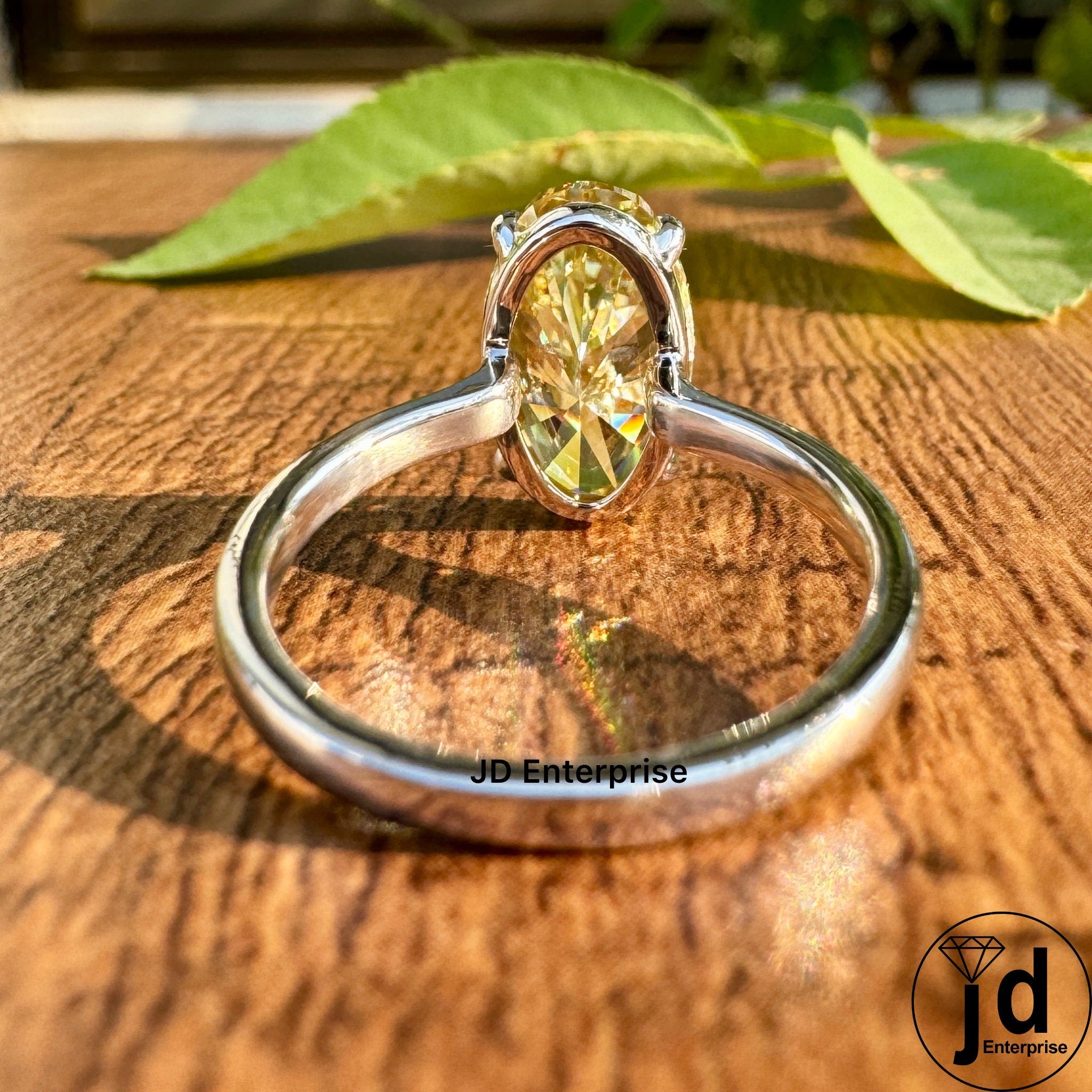 3.90 CT Moval Canary Yellow Moissanite Engagement Ring, Antique Elongated Oval Cut Moissanite Bespoken Ring, Open Gap Solitaire Wedding Ring