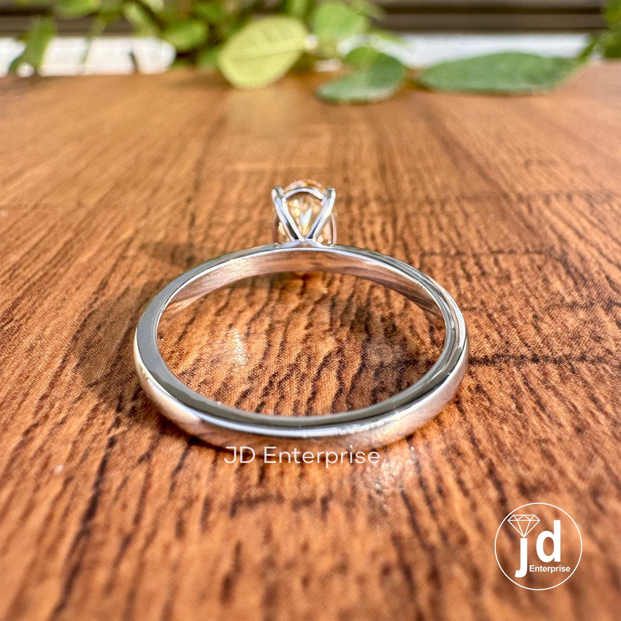 Oval Engagement Ring, Moissanite Wedding Ring for Women, 1 CT Champagne Oval Moissanite Solitaire Ring, Anniversary Gift Ring, Propose Ring