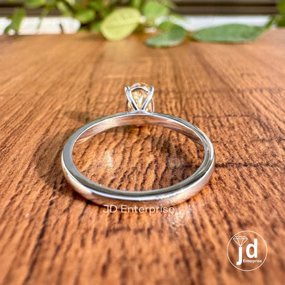 Oval Engagement Ring, Moissanite Wedding Ring for Women, 1 CT Champagne Oval Moissanite Solitaire Ring, Anniversary Gift Ring, Propose Ring