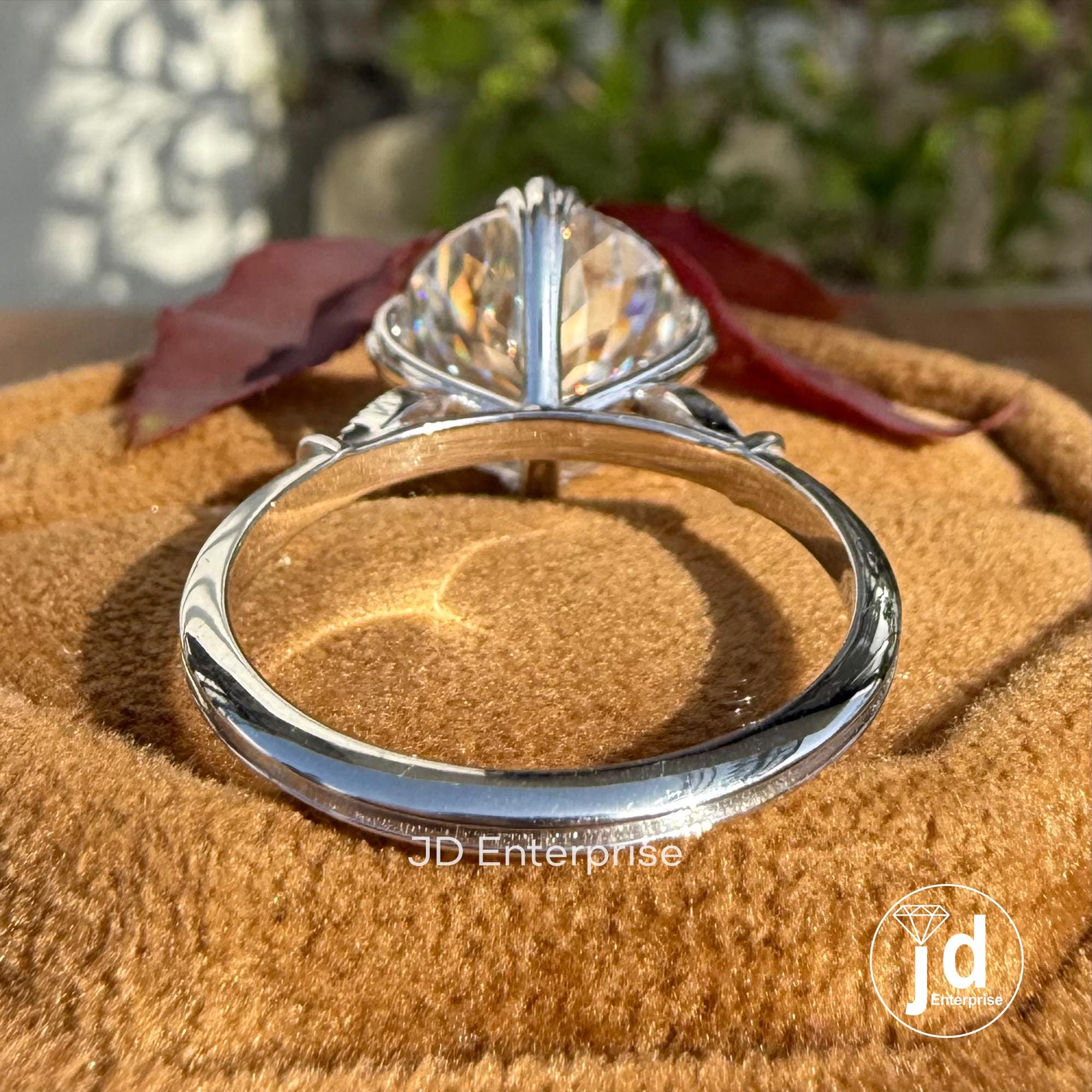 Vintage Style Engagement Ring, Large 7.00 CT Portuguese Cut Moissanite Fishtail Prong Ring, Cathedral Milgrain Bride Ring, Anniversary Gift