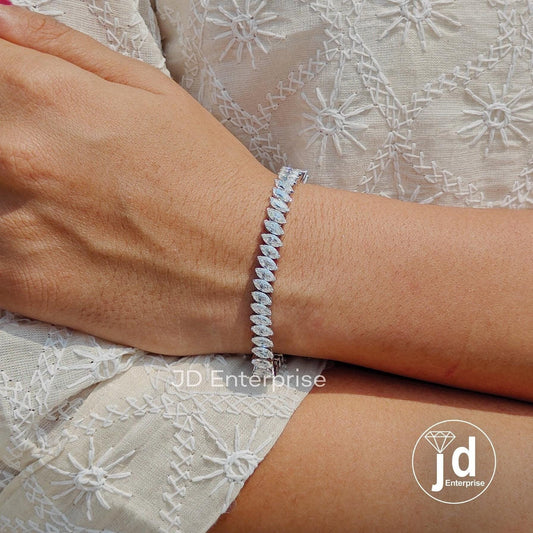 Luxuries Style Wedding Bracelet, Marquise VVS Moissanite Tennis Bracelet for Women, Stacking Wedding Bracelet, Anniversary Gift, Bridal