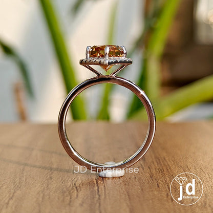 3.00 CT Dutch Marquise Champagne Color Moissanite Halo Engagement Ring, Statement Wedding Ring, Anniversary Gift Ring for Women, Bridal Ring