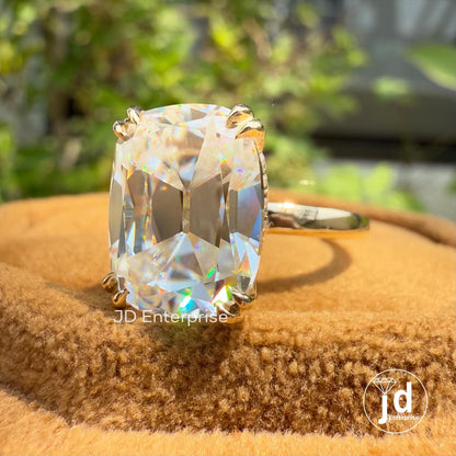 Antique 6.00 CT Cushion Old Mine Cut Moissanite Ring, Hidden Halo Engagement Ring, Wedding Ring, Anniversary Gifts Ring, Handmade Ring
