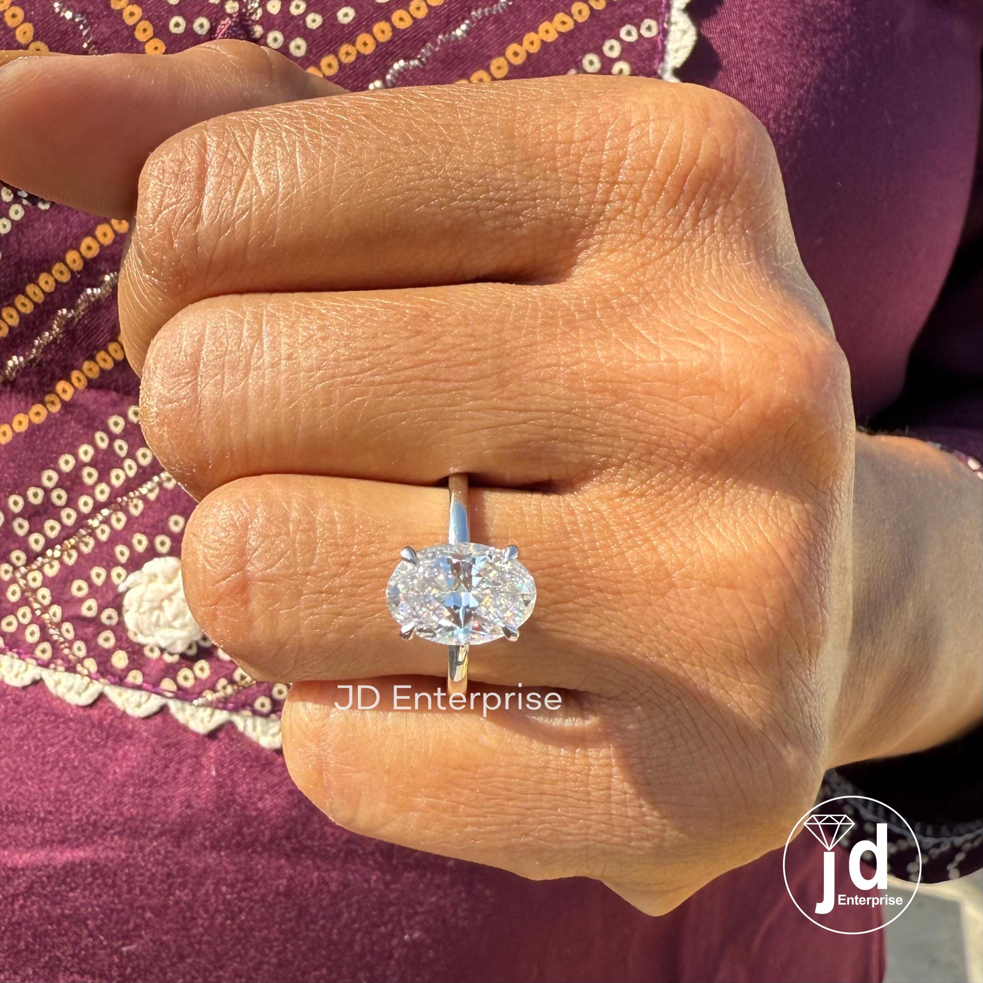 3 CT Oval Cut Moissanite Ring, Oval Solitaire Engagement Ring, Oval Cut Wedding Ring, Oval Moissanite Bridesmaid Ring, Anniversary Ring