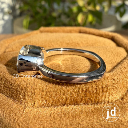 Old Mine Oval Cut Half Bezel Set Engagement Ring, 3.20 CT Near Colorless Solitaire Moissanite Wedding Ring, Euro Shank Ring, Bridal Ring