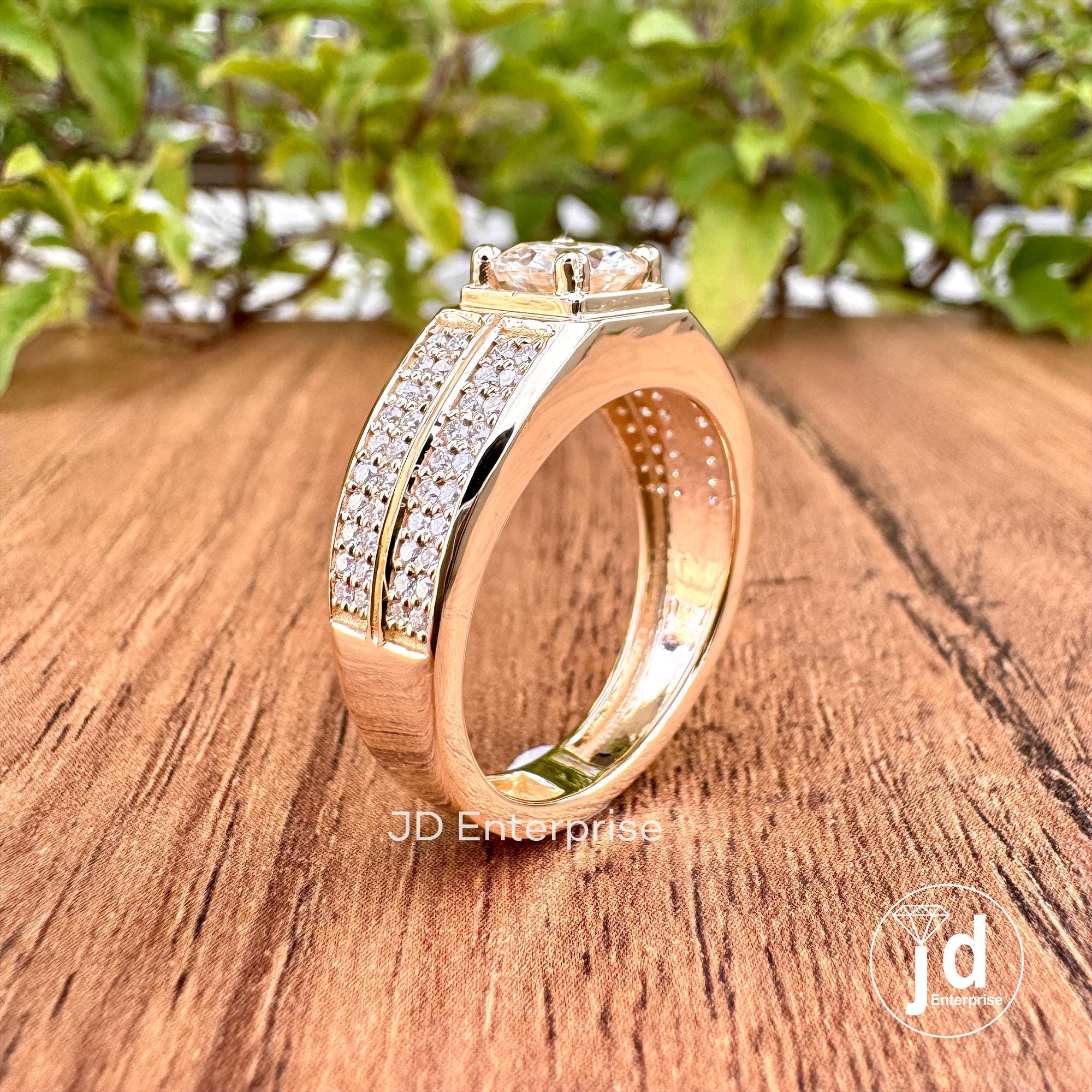 1.76 TW Round Cut Colorless Moissanite Statement Ring, Men's Engagement Ring, Wedding Ring for Him, Anniversary Gift, Father's Day Gift