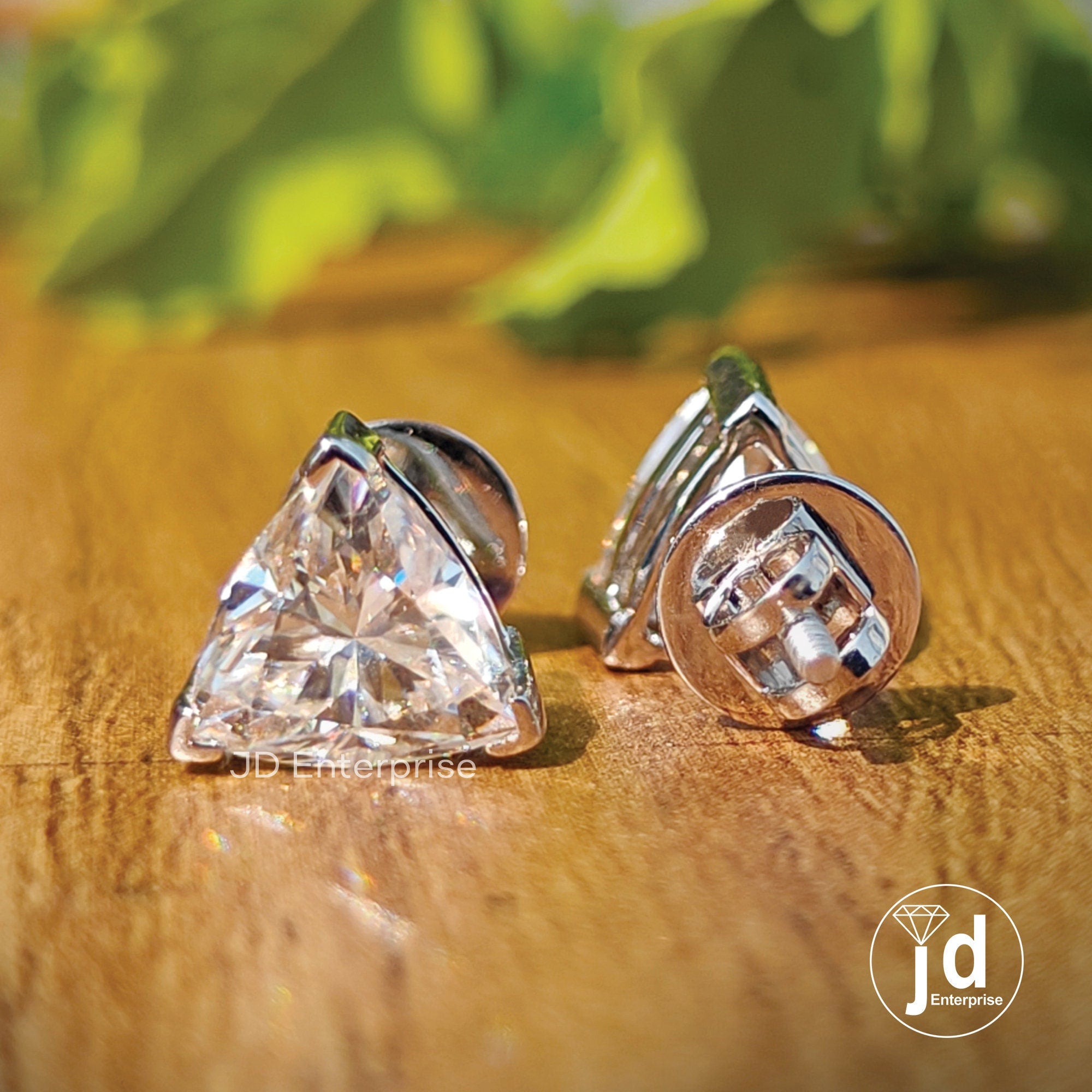 3.00 TCW Trillion Cut Moissanite Stud Earrings, Wedding Earrings, Screw/Push Back, Bridal Earrings, Everyday Earrings for Anniversary Gifts