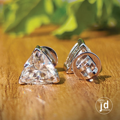 3.00 TCW Trillion Cut Moissanite Stud Earrings, Wedding Earrings, Screw/Push Back, Bridal Earrings, Everyday Earrings for Anniversary Gifts