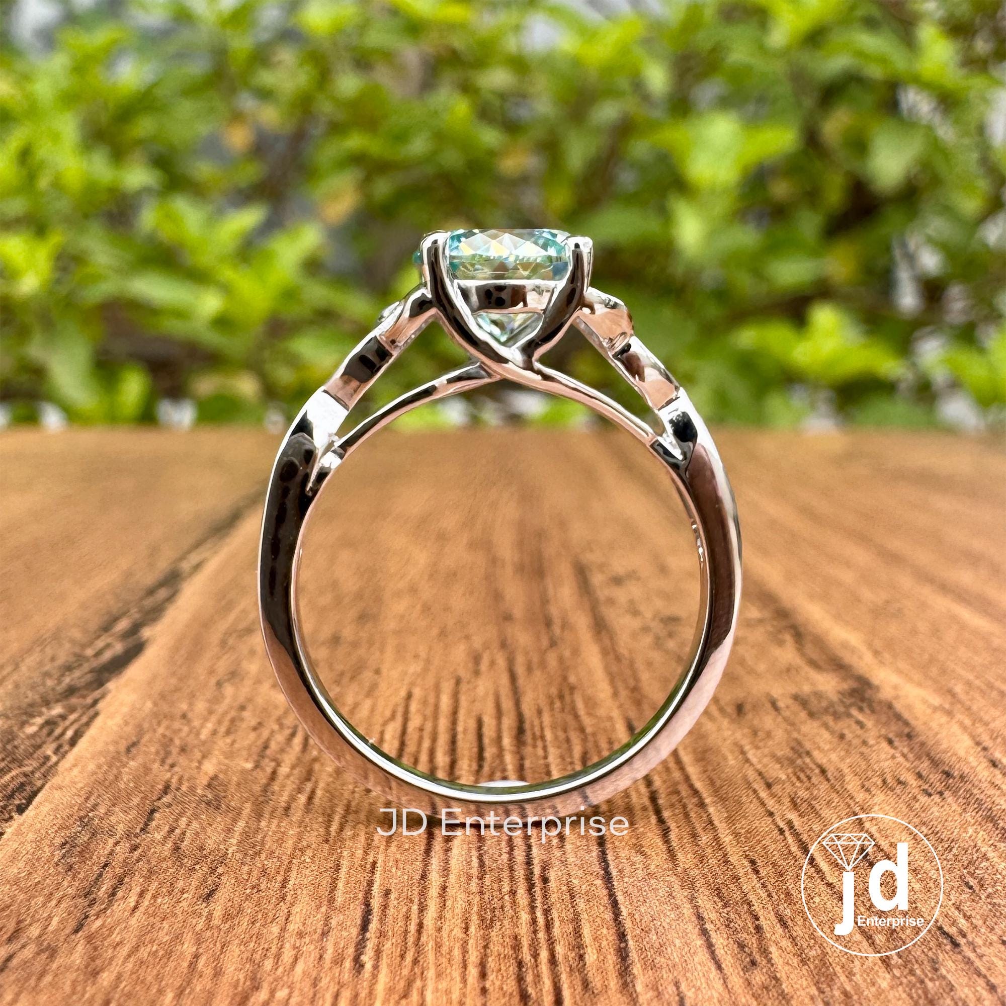 1.50 CT Portuguese Cut Cyan Blue Moissanite Ring Unique Engagement Ring, Solitaire Wedding Ring, 14K Solid Gold Anniversary Gift for Her