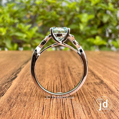 1.50 CT Portuguese Cut Cyan Blue Moissanite Ring Unique Engagement Ring, Solitaire Wedding Ring, 14K Solid Gold Anniversary Gift for Her
