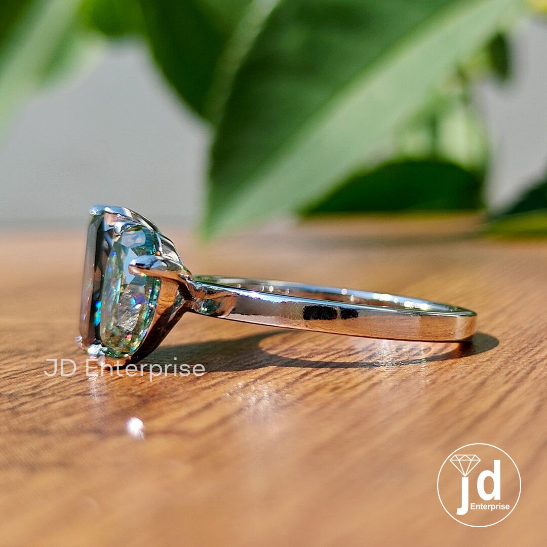 Pear & Radiant Cut Moissanite 14K White Gold Ring, Two Stone Moissanite Engagement Ring, Toi Et Moi Moissanite Ring for Anniversary Gift
