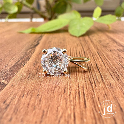 2.00 CT Solitaire Moissanite Pendant, 8.00MM Colorless Portuguese Cut Vintage Wedding Pendant, Yellow/White/Rose Gold Pendant for Necklace