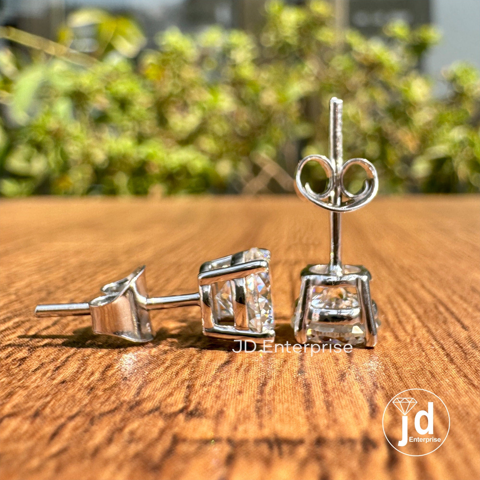 6.50 MM Portuguese Cut Colorless Moissanite Earrings, Stud Earrings for Women, Daily Wear Earrings, Wedding Earrings, Push Back Earrings