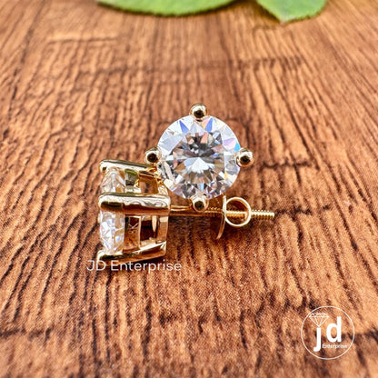 Gold Stud Earrings for Women, Daily Wear Earrings, 3.00TW Moissanite Stud Earrings Screw Back, Birthday Gifts Her, Graduations Gifts for Her