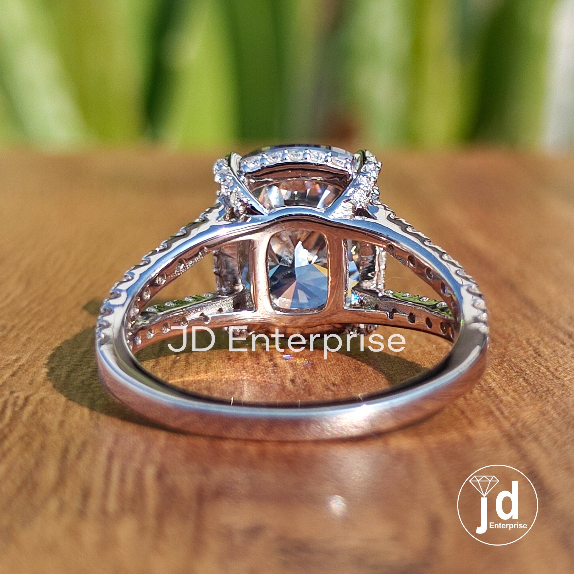 4.80CT Crushed Ice Cushion Light Grey Moissanite Engagement Ring, Hidden Halo Wedding Ring Pave Set Anniversary Ring, White Gold Bridal Ring