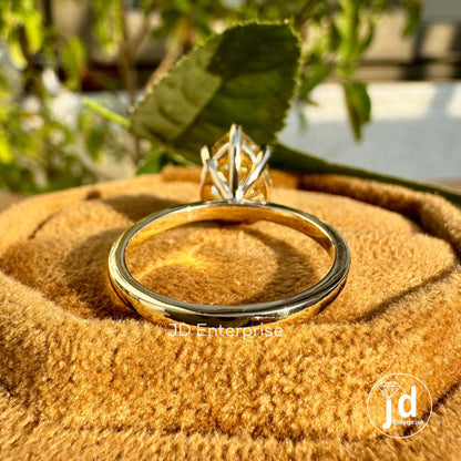 2.81 CT Canary Yellow Pear Moissanite Engagement Ring, Solitaire Ring for Women, Five Prongs, Yellow Gold Ring, Teardrop Ring Wedding Ring