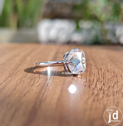 Classic Compass Setting 2.00 CT Colorless Cushion Rose Cut Moissanite Engagement Ring, Solitaire Wedding Ring, Anniversary Ring, Bridal Ring