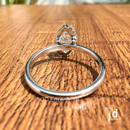 Stunning 1.00 CT Marquise Rose Cut Moissanite Engagement Ring, Half Halo Wedding Ring, Milgrain Ring, Anniversary Ring, Promise Ring