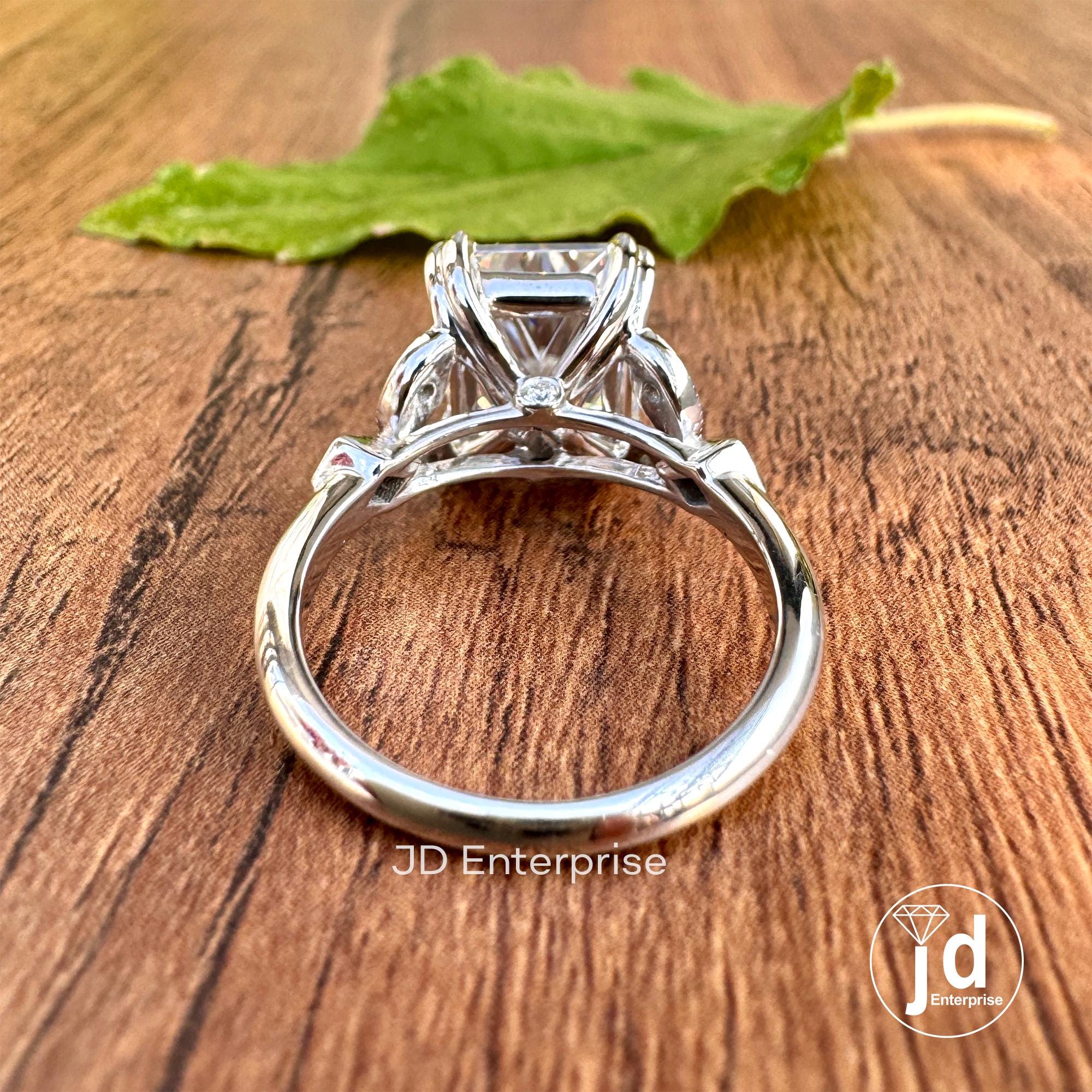 4.50CT Radiant Cut Engagement Ring, Accent Set Wedding Ring, Anniversary Gift, Art Deco Ring for Women, Double Claw Prong Bridal Ring