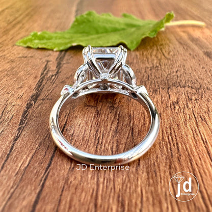 4.50CT Radiant Cut Engagement Ring, Accent Set Wedding Ring, Anniversary Gift, Art Deco Ring for Women, Double Claw Prong Bridal Ring
