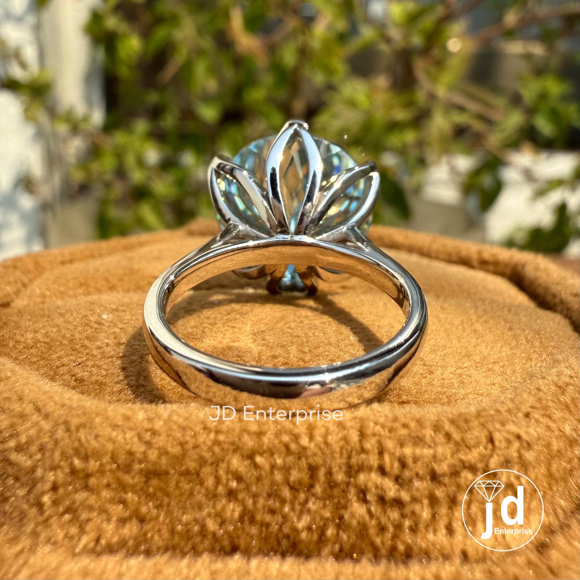 7.70CT Antique Portuguese Cut Blue Moissanite Engagement Ring, Solitaire Wedding Ring, Six Claw Prongs Anniversary Ring, Promise Ring