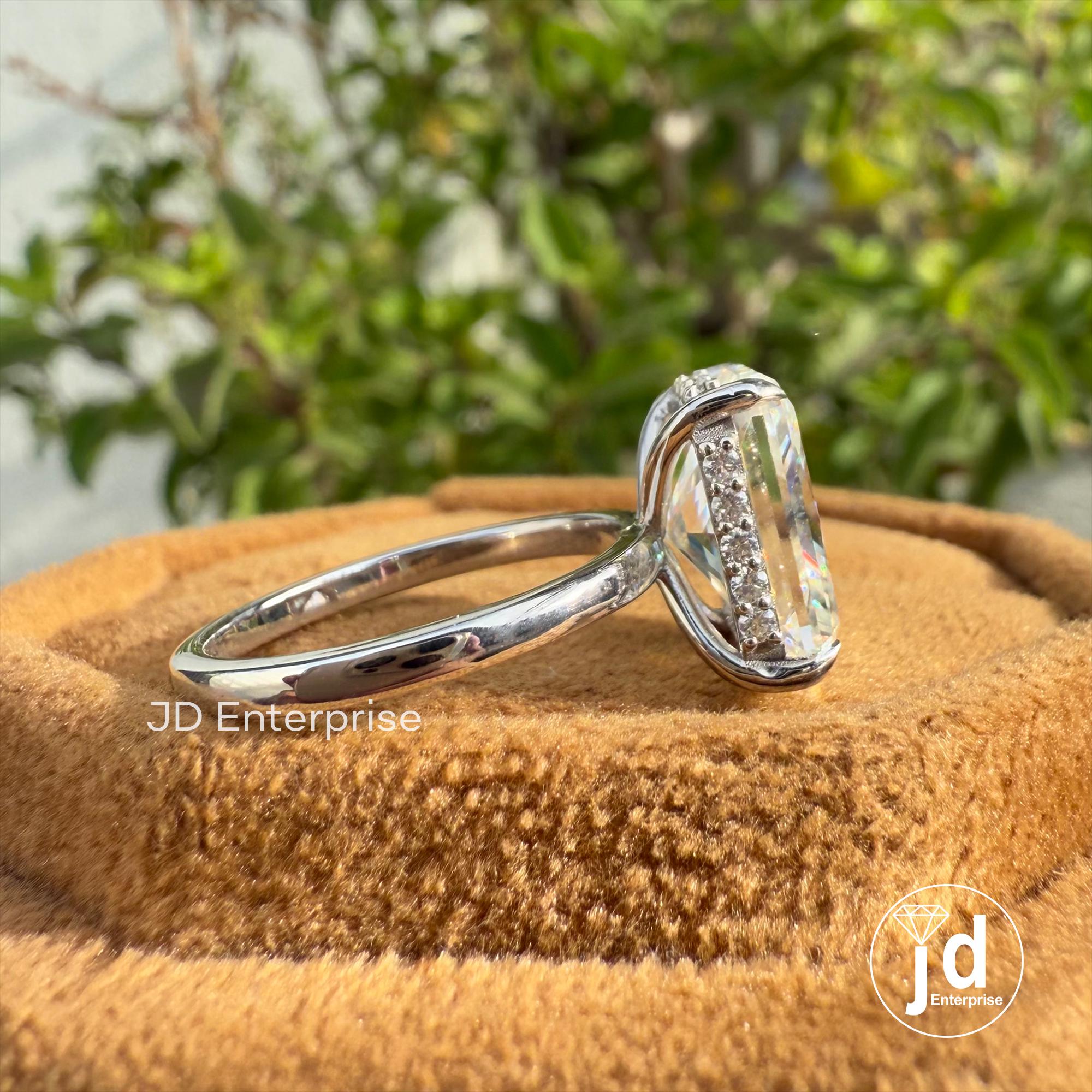 4.0 CT Radiant Cut Moissanite Hidden Halo Engagement Ring, Solitaire Wedding Ring, Proposal Ring, Anniversary Gifts, Promise Ring, Bridal