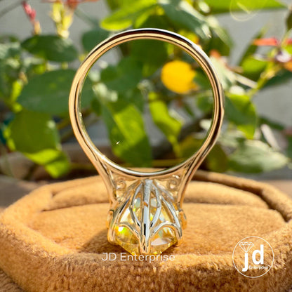Oval Engagement Ring, 6.50 CT Canary Yellow Moissanite Diamond Wedding Ring for Women, Oval Solitaire Propose Ring, Anniversary Gifts Ring