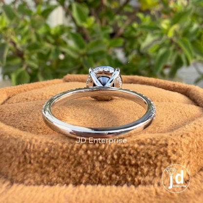 1.50 CT Round Black Moissanite Hidden Halo Engagement Ring, Pave Set Wedding Ring, Anniversary Gift Ring, Promise Ring, Proposal Ring