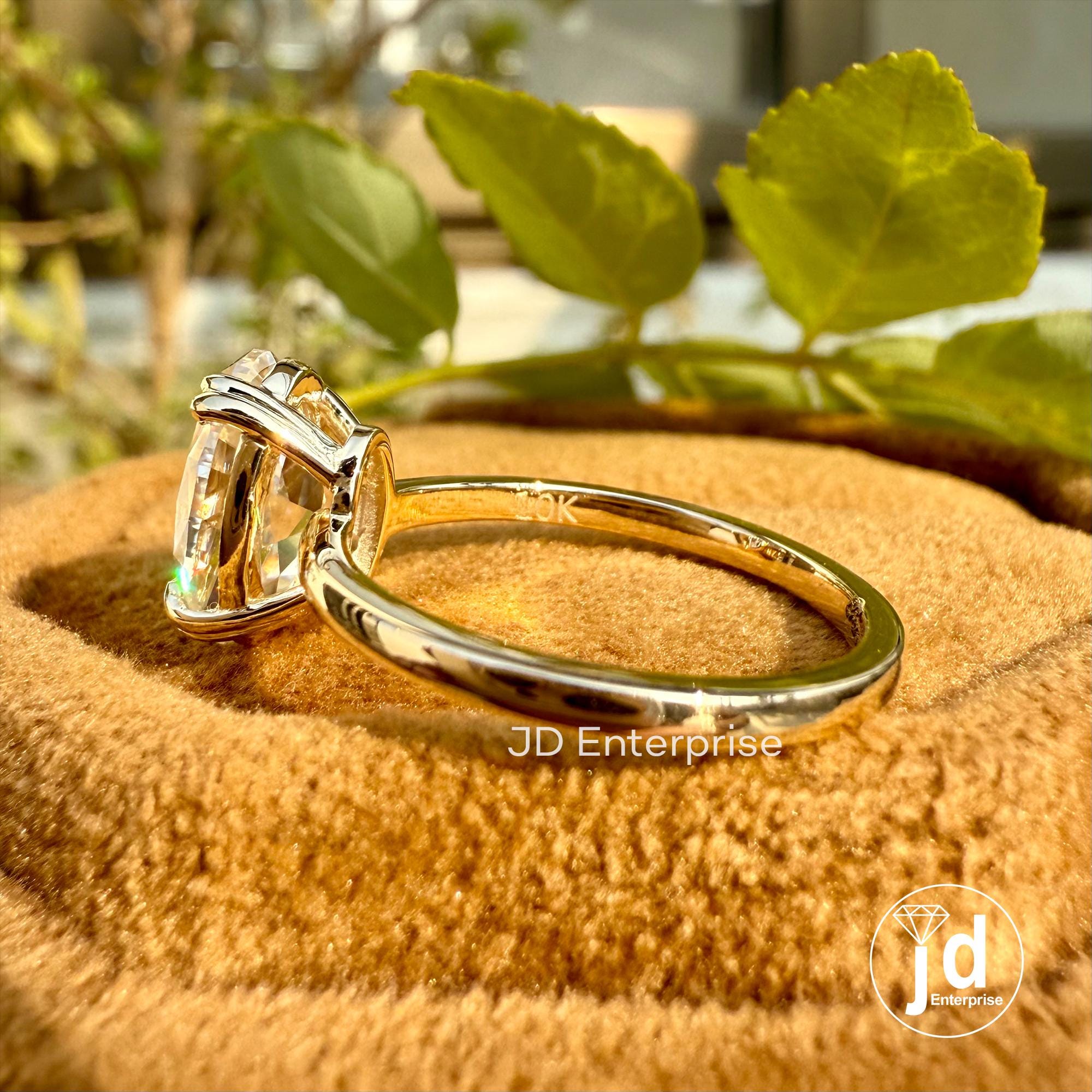 2.00 CT Moval Old Mine Cut Moissanite Ring, Vintage Engagement Ring, Solitaire Wedding Ring, Double Claw Prongs, Anniversary Ring for Women