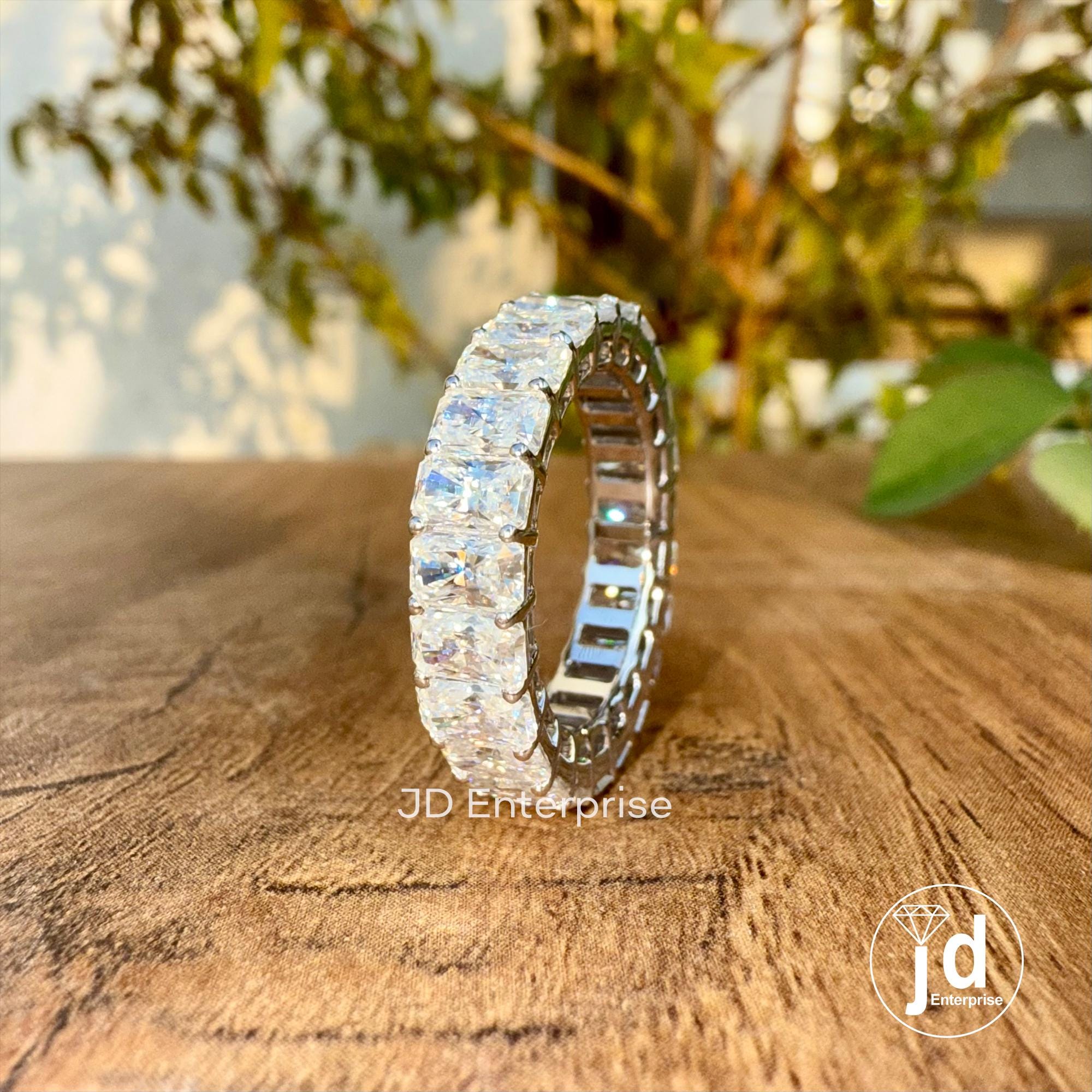 Radiant Cut Moissanite Full Eternity Band, Wedding Band, Moissanite Eternity Band for Women, Gold Promise Band, Matching Band, Bridal Set