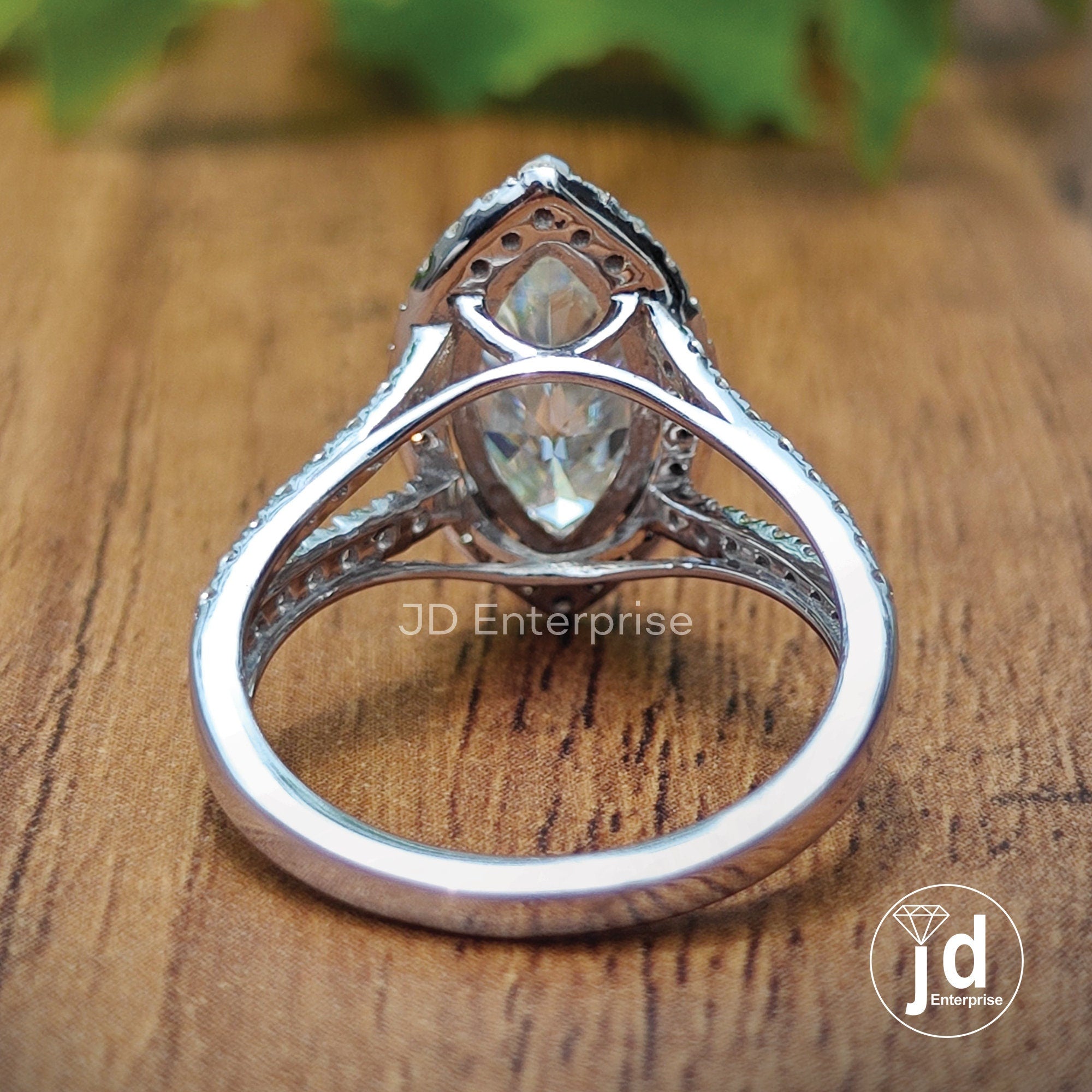 3.50CT Colorless Marquise Cut Engagement Ring, Halo Wedding Ring, Split Shank Ring, Accent Bridal Ring, Anniversary Gifts, Pave Promise Ring