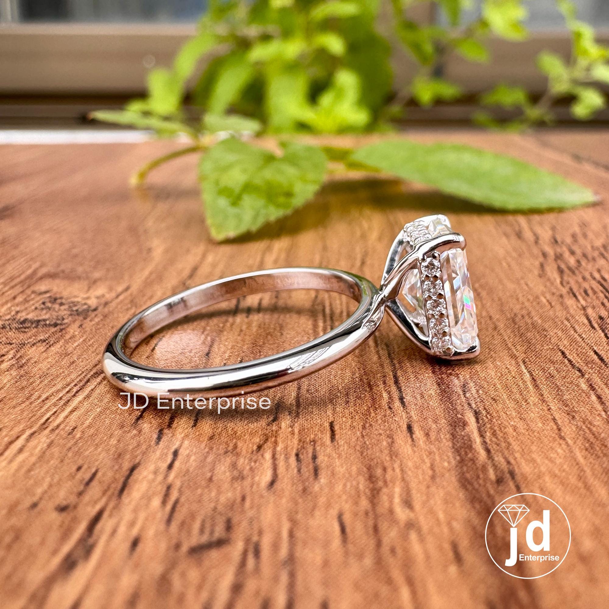 2.00 CT Colorless Radiant Cut Engagement Ring, Solitaire Hidden Halo Ring, Crushed Ice Moissanite Wedding Ring, Propose Ring, Invisible Halo