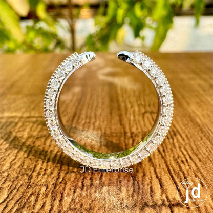 Micro Pave Set Open Gap Engagement Claw Band, Milgrain Open Space Ring, Full Eternity Wedding Cuff Band, Matching Band Anniversary Gift