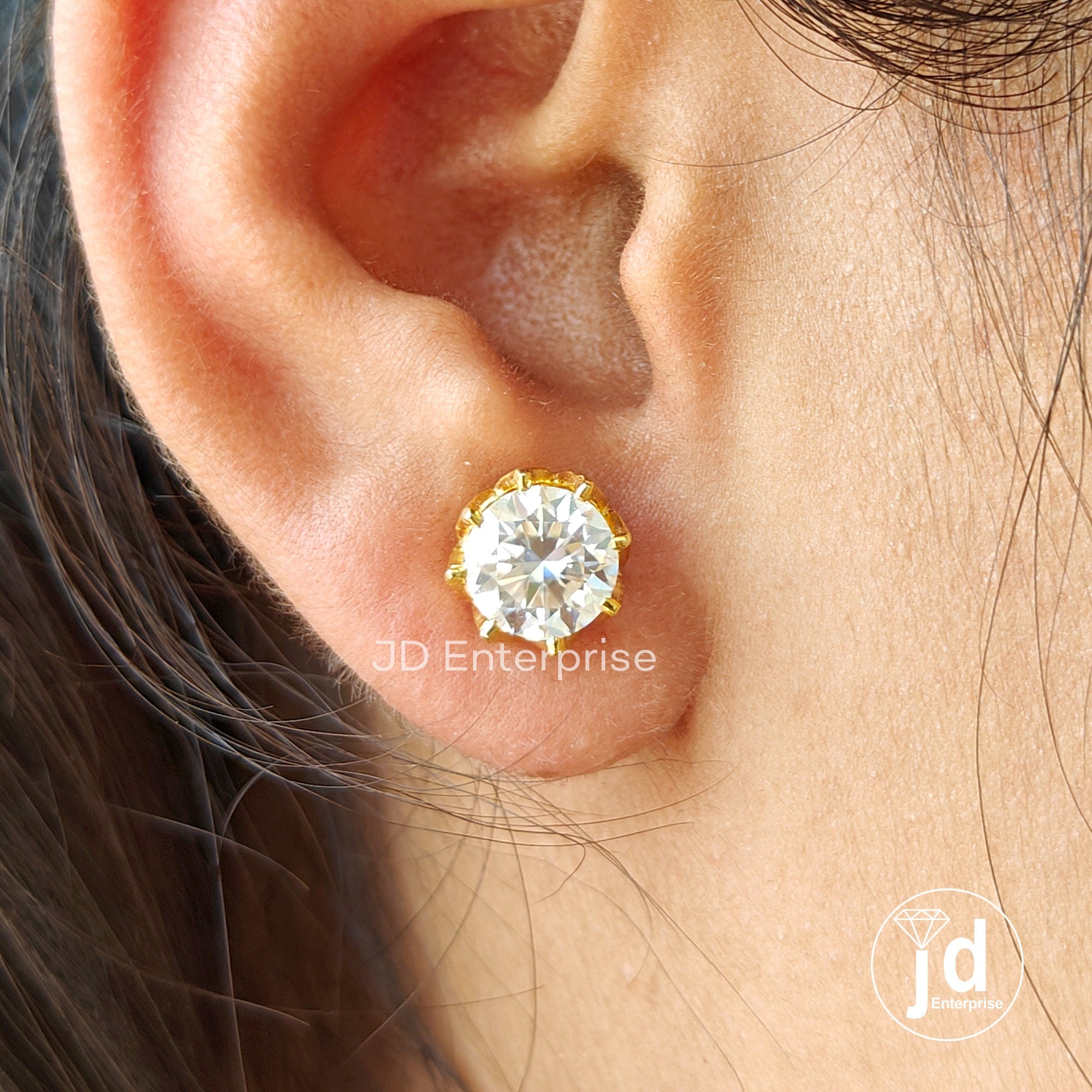 4.30 TCW Round Brilliant Cut Colorless Moissanite Stud Earrings, Wedding Earrings, Screw Back Earrings, Anniversary Gifts, Everyday Earrings