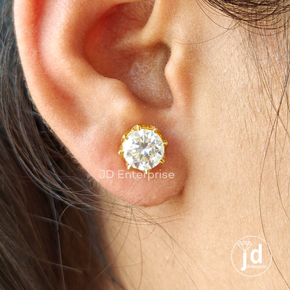 4.30 TCW Round Brilliant Cut Colorless Moissanite Stud Earrings, Wedding Earrings, Screw Back Earrings, Anniversary Gifts, Everyday Earrings