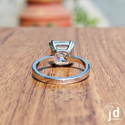 3.85 CT Asscher Cut Moissanite Engagement Ring, Double Prong Solitaire Wedding Ring for Her, Anniversary Gift Ring, Handmade Ring for Women