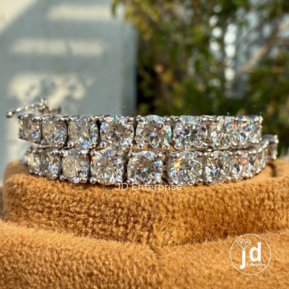 4.50 MM Round Moissanite Tennis Bracelet, Gold Engagement Bracelet, Box Lock, Bridal Set Bracelet, Anniversary Gift Bracelet for Women